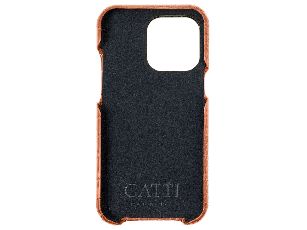 Gatti Classica Alligator Case Orange Ermes/Gunmetal - iPhone 14 Pro Max hoesje
