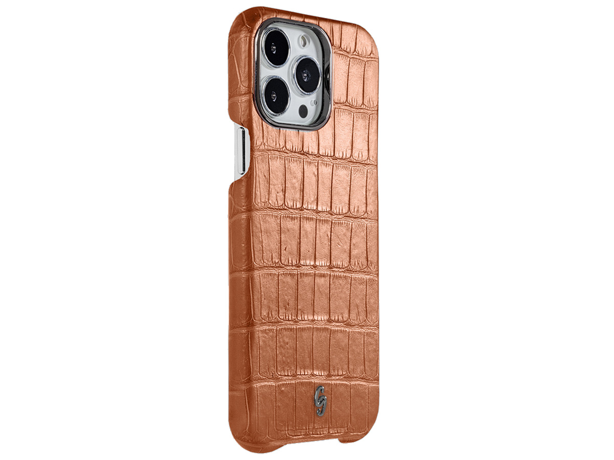 Gatti Classica Alligator Case Orange Ermes/Gunmetal - iPhone 14 Pro Max hoesje