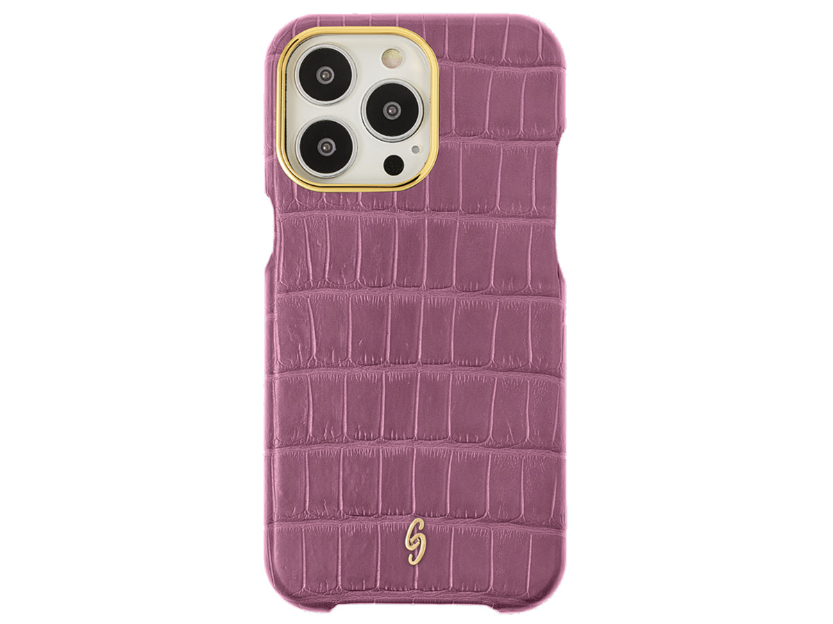 Gatti Classica Alligator Case Pink Camellia/Gold - iPhone 14 Pro Max hoesje