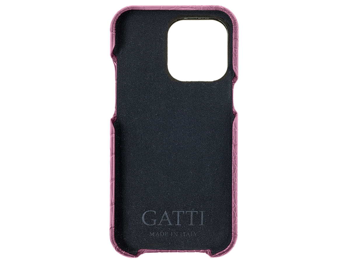 Gatti Classica Alligator Case Pink Camellia/Gold - iPhone 14 Pro Max hoesje