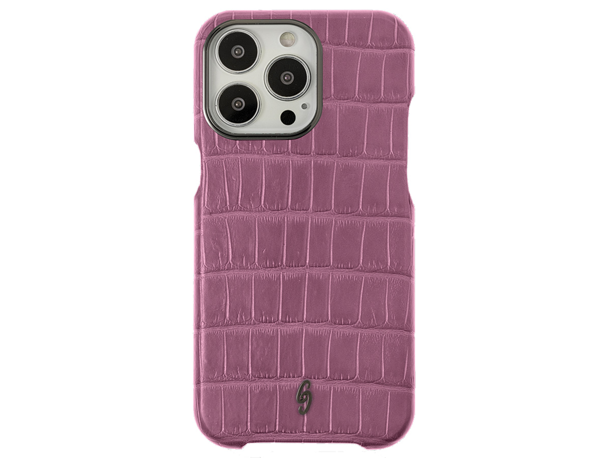 Gatti Classica Alligator Case Pink Camellia/Gunmetal - iPhone 14 Pro Max hoesje