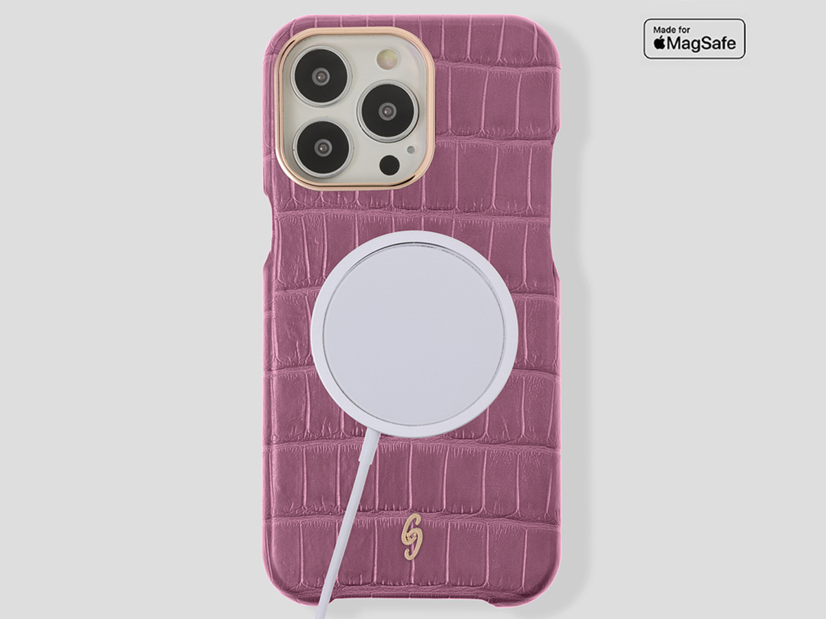 Gatti Classica Alligator Case Pink Camellia/Rose Gold - iPhone 14 Pro Max hoesje