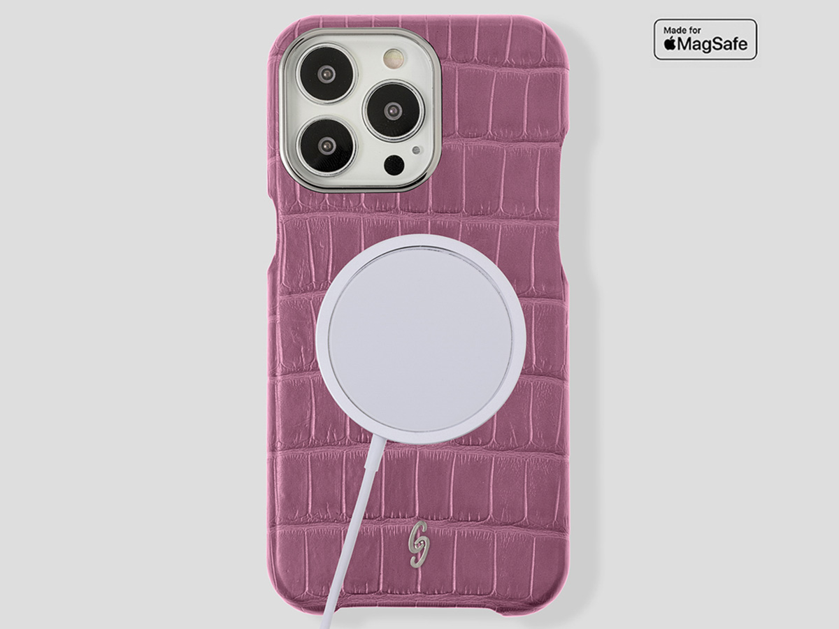 Gatti Classica Alligator Case Pink Camellia/Steel - iPhone 14 Pro Max hoesje