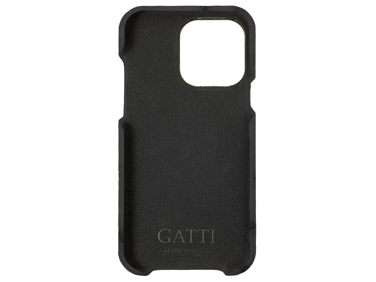 Gatti Classica Ostrich Case iPhone 14 Pro Max hoesje - Black Matt/Gunmetal