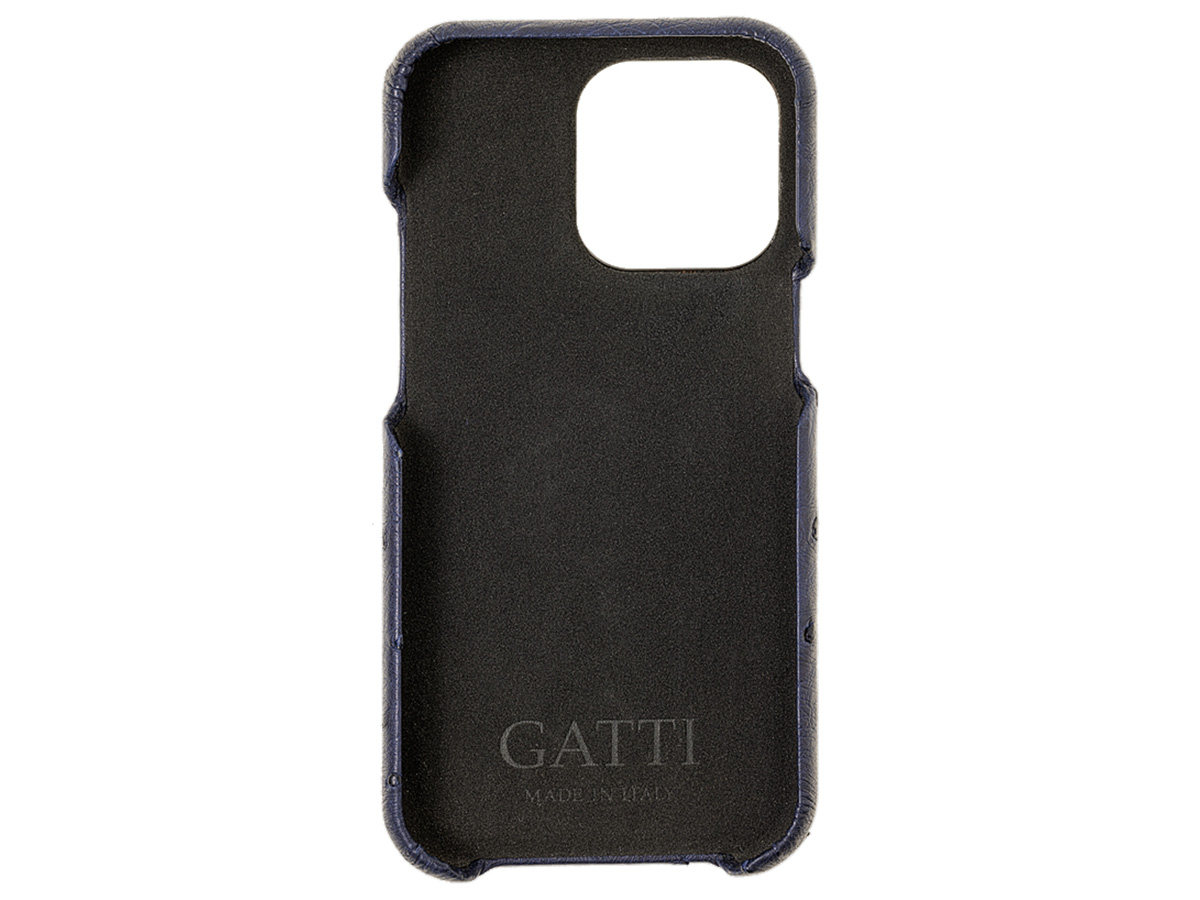 Gatti Classica Ostrich Case iPhone 14 Pro Max hoesje - Blue Gibilterra/Gunmetal