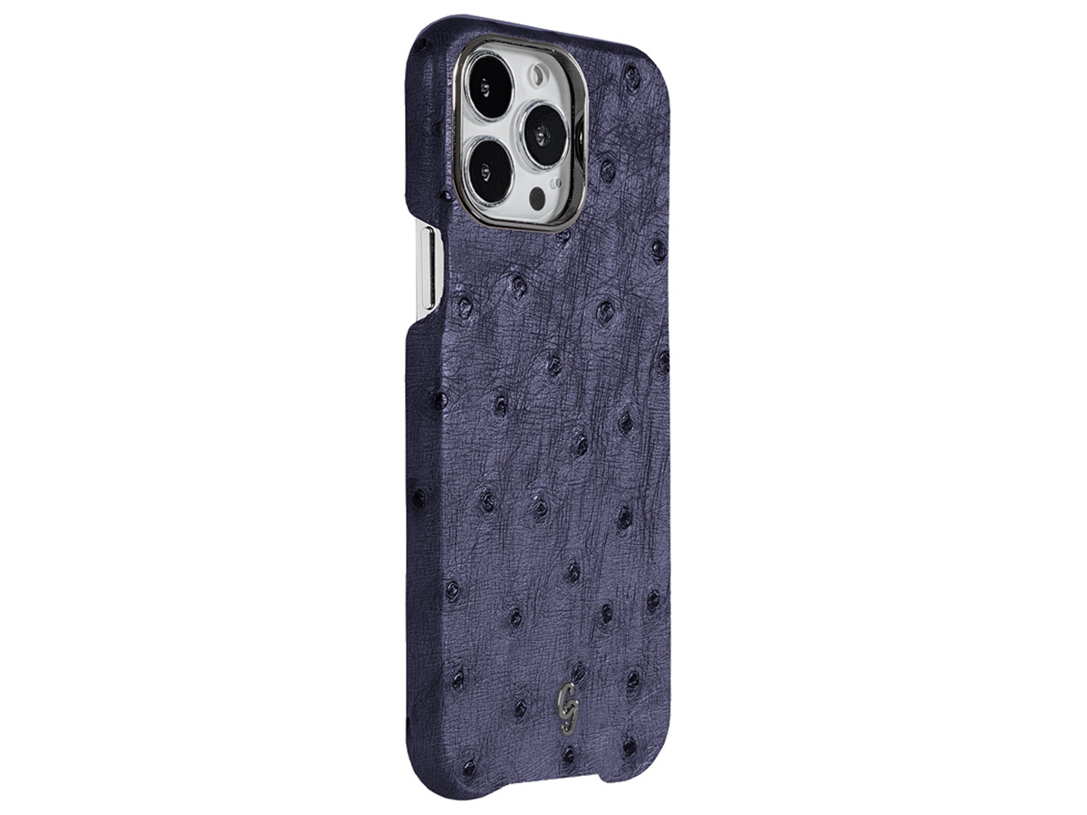 Gatti Classica Ostrich Case iPhone 14 Pro Max hoesje - Blue Gibilterra/Gunmetal