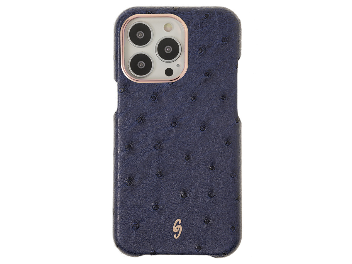 Gatti Classica Ostrich Case iPhone 14 Pro Max hoesje - Blue Gibilterra/Rose Gold