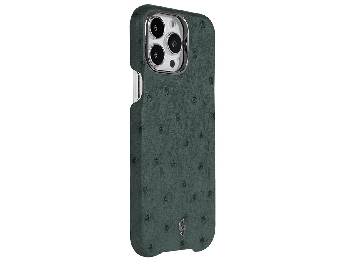 Gatti Classica Ostrich Case iPhone 14 Pro Max hoesje - Dark Green Matt/Gunmetal