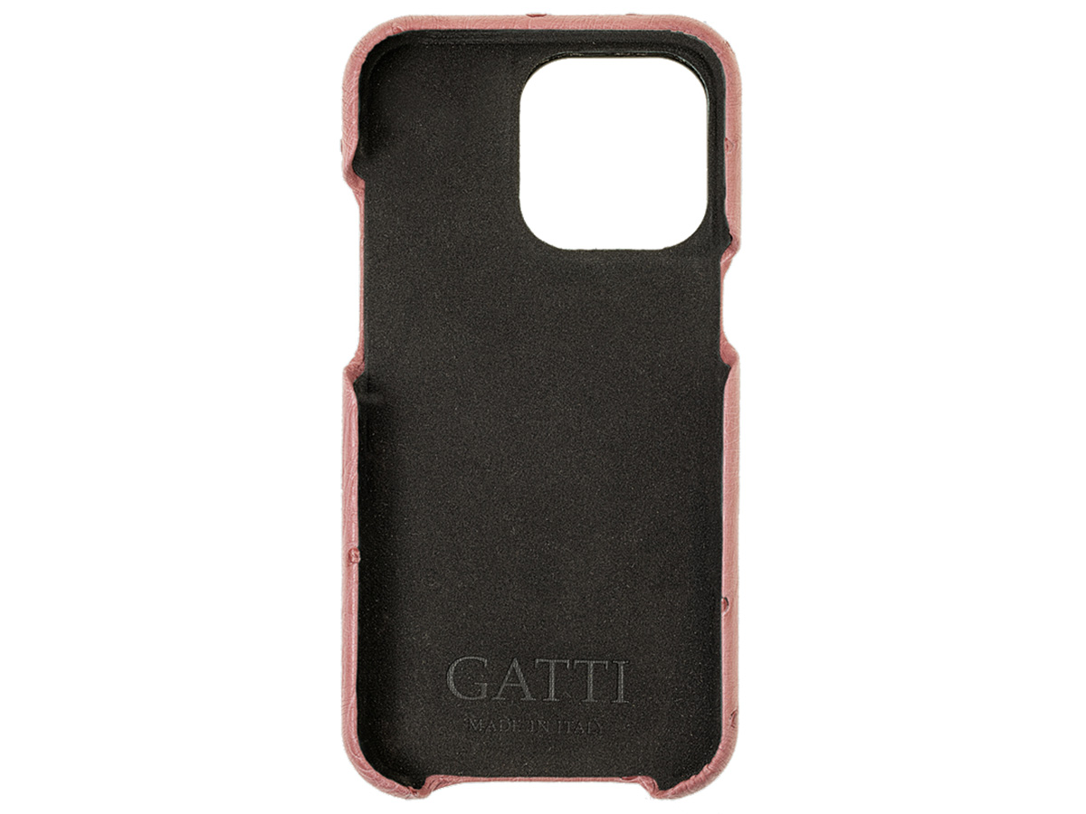 Gatti Classica Ostrich Case iPhone 14 Pro Max hoesje - Queen Pink/Gold