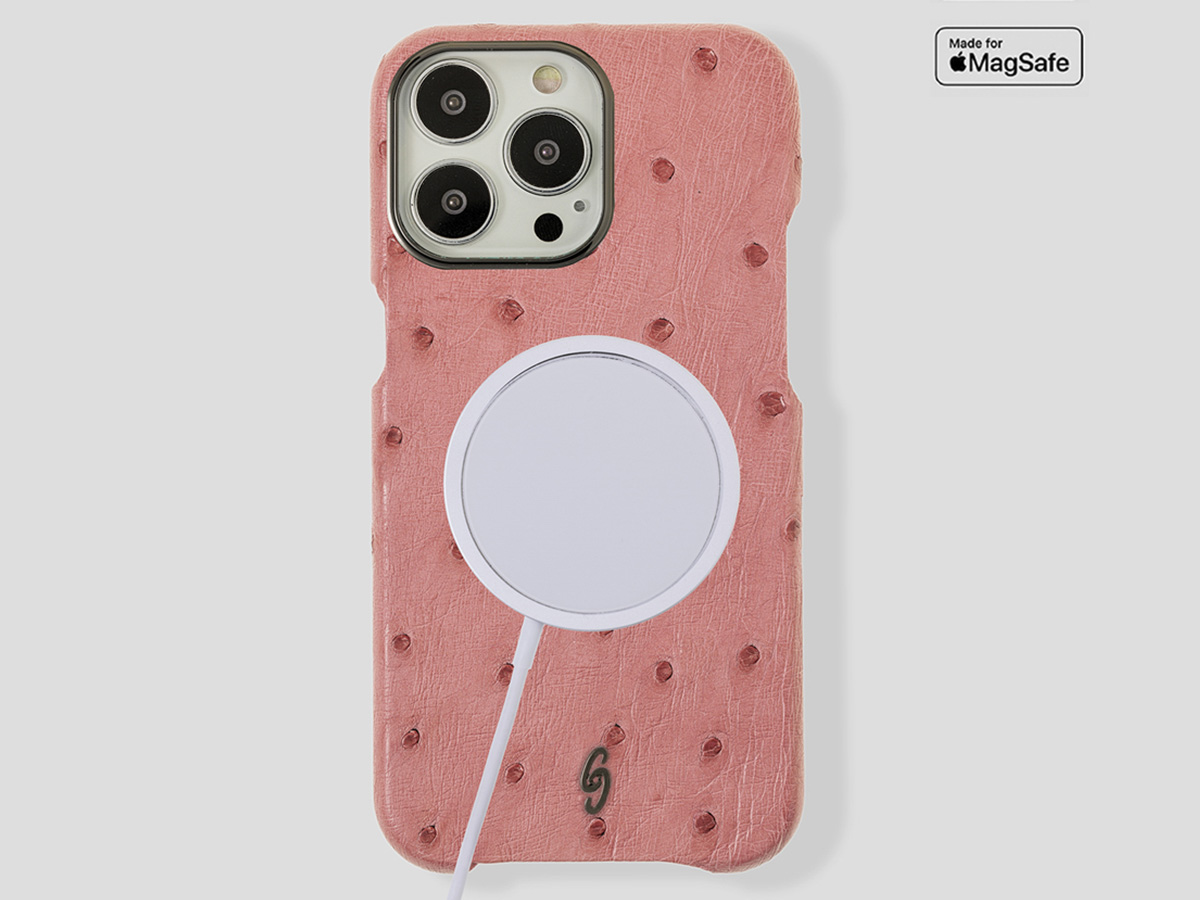 Gatti Classica Ostrich Case iPhone 14 Pro Max hoesje - Queen Pink/Gunmetal