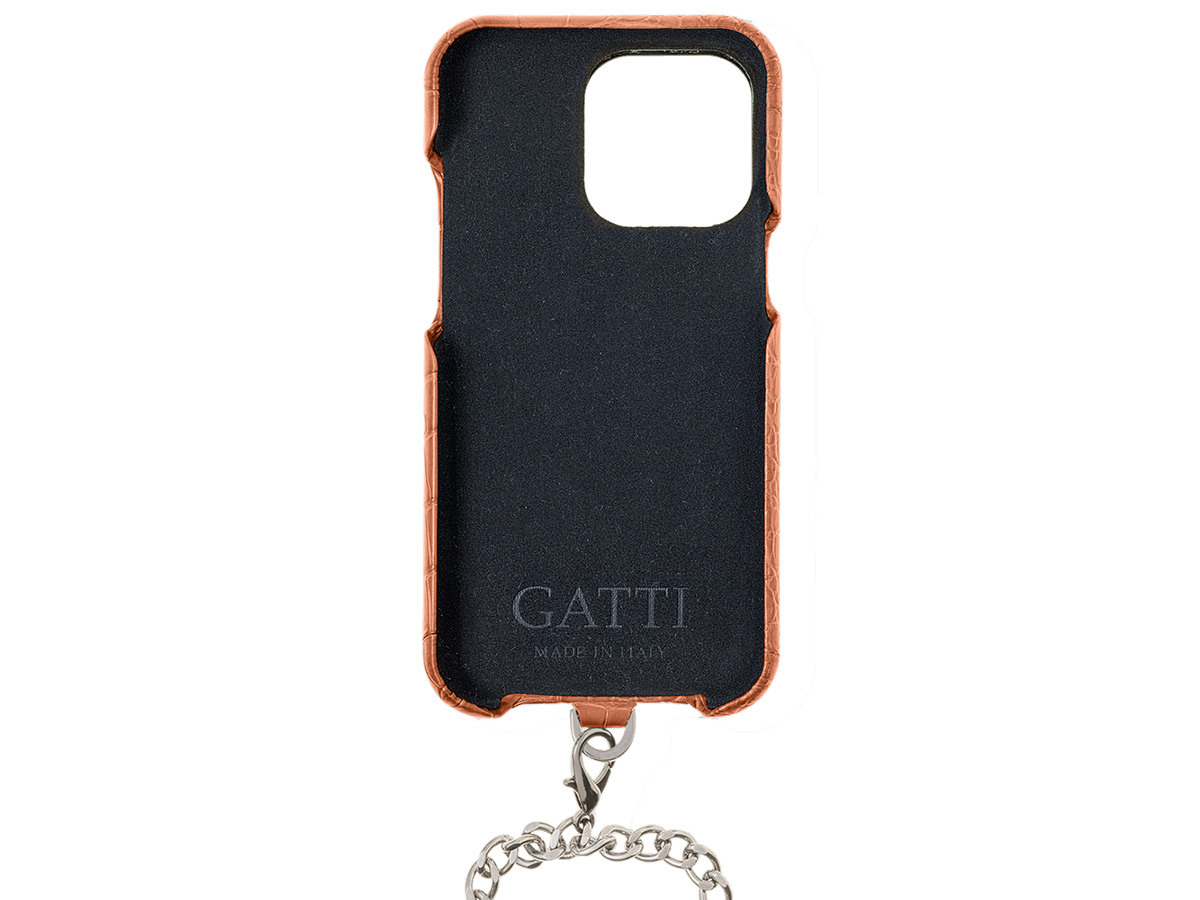 Gatti Pendaglio Alligator Case Orange Ermes/Steel - iPhone 14 Pro Max hoesje