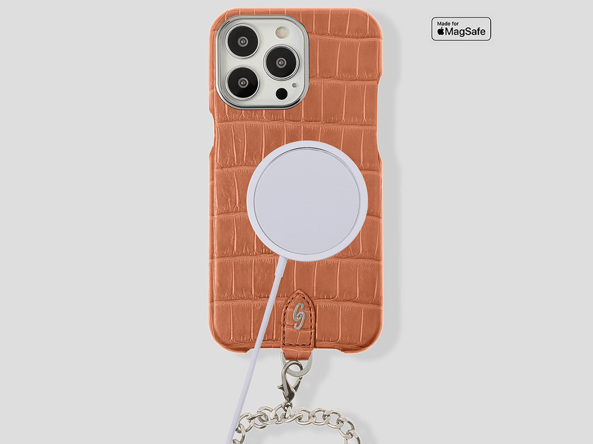 Gatti Pendaglio Alligator Case Orange Ermes/Steel - iPhone 14 Pro Max hoesje