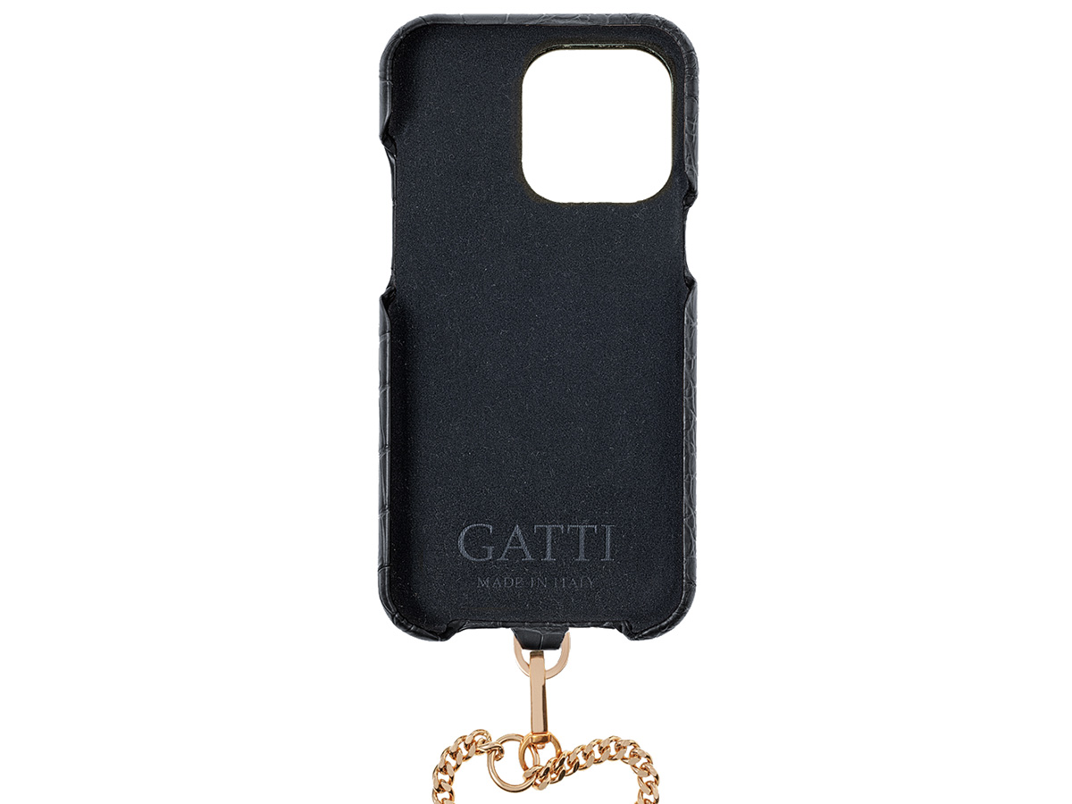 Gatti Pendaglio Alligator Case Black Rubber/Rose - iPhone 14 Pro Max hoesje