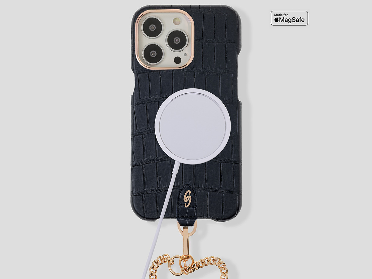 Gatti Pendaglio Alligator Case Black Rubber/Rose - iPhone 14 Pro Max hoesje