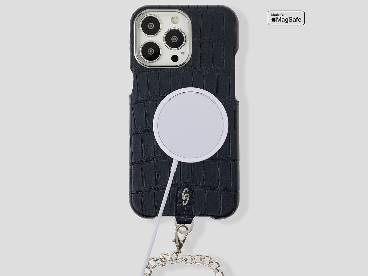 Gatti Pendaglio Alligator Case Black Rubber/Steel - iPhone 14 Pro Max hoesje