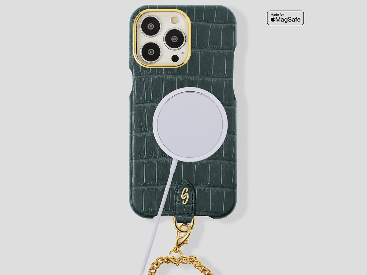 Gatti Pendaglio Alligator Case Green Emerald/Gold - iPhone 14 Pro Max hoesje