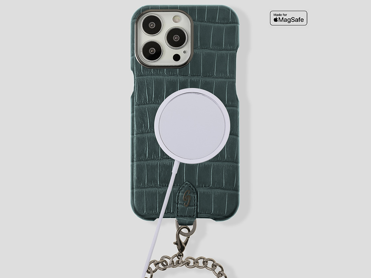 Gatti Pendaglio Alligator Case Green Emerald/Gunmetal - iPhone 14 Pro Max hoesje