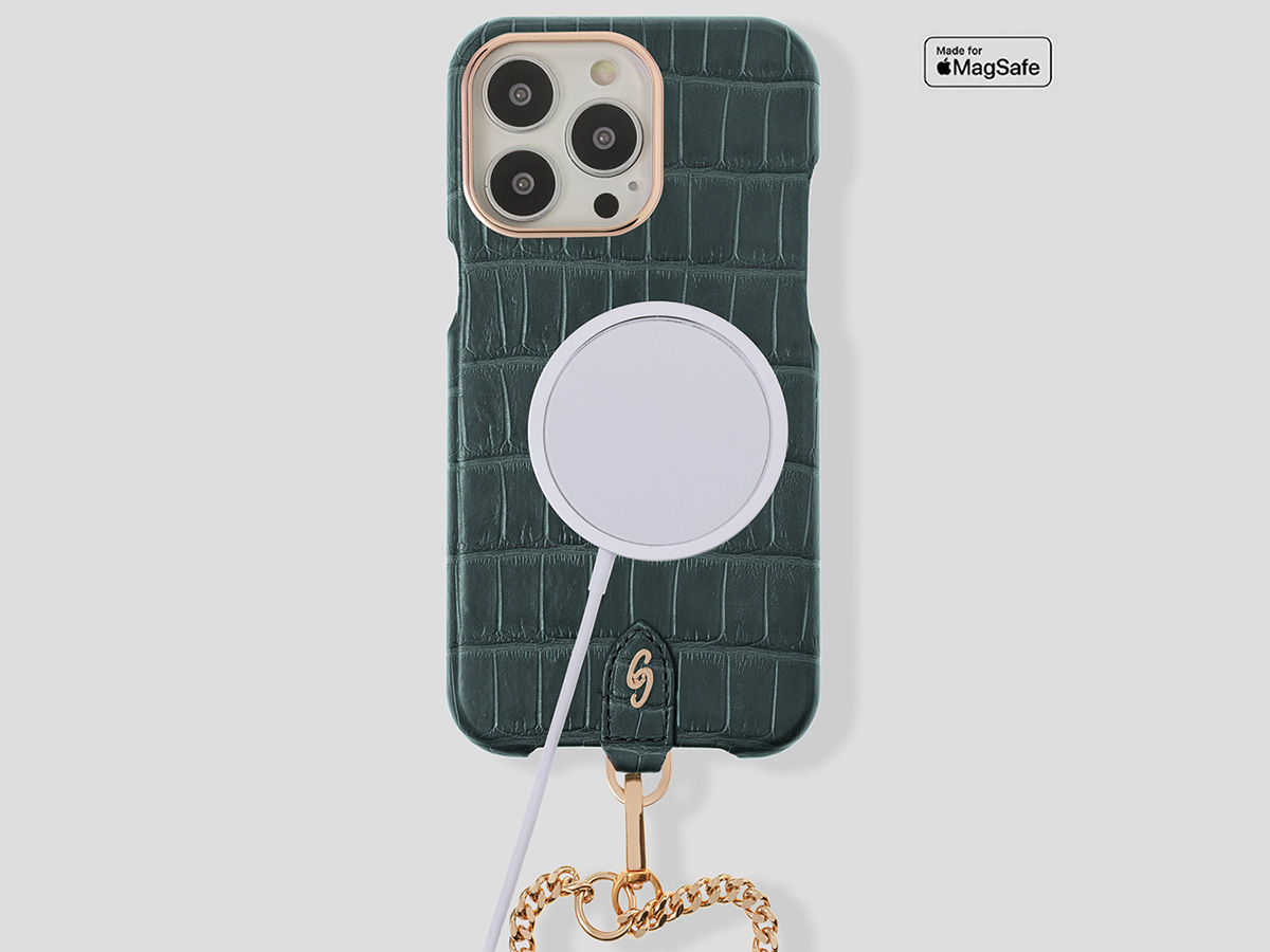 Gatti Pendaglio Alligator Case Green Emerald/Rose - iPhone 14 Pro Max hoesje