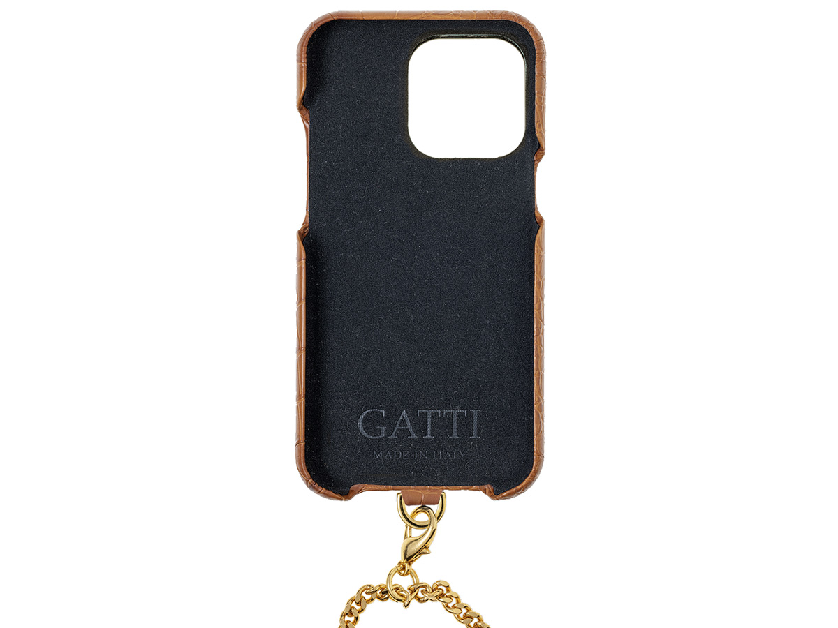 Gatti Pendaglio Alligator Case Honey Matt/Gold - iPhone 14 Pro Max hoesje
