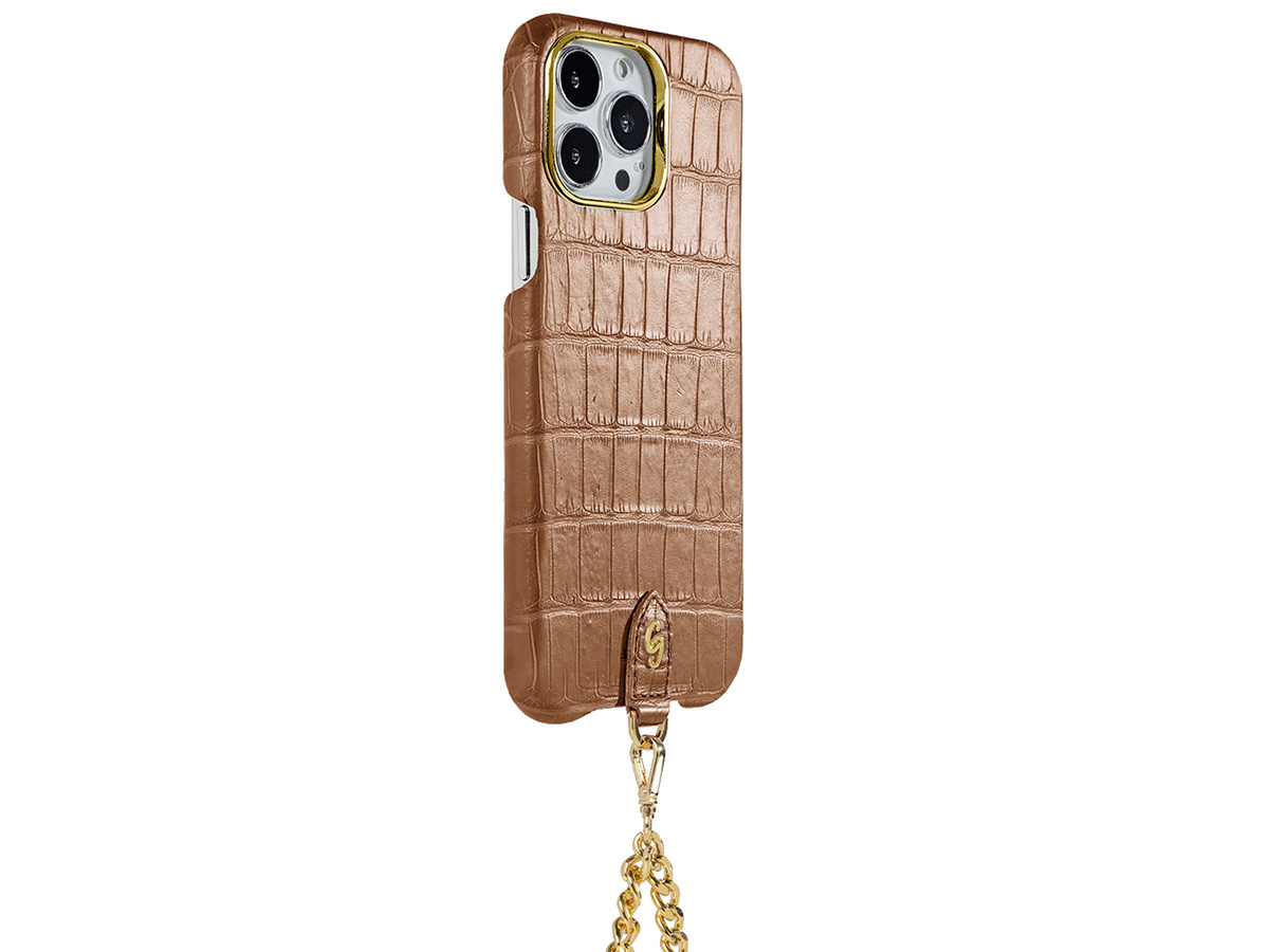 Gatti Pendaglio Alligator Case Honey Matt/Gold - iPhone 14 Pro Max hoesje