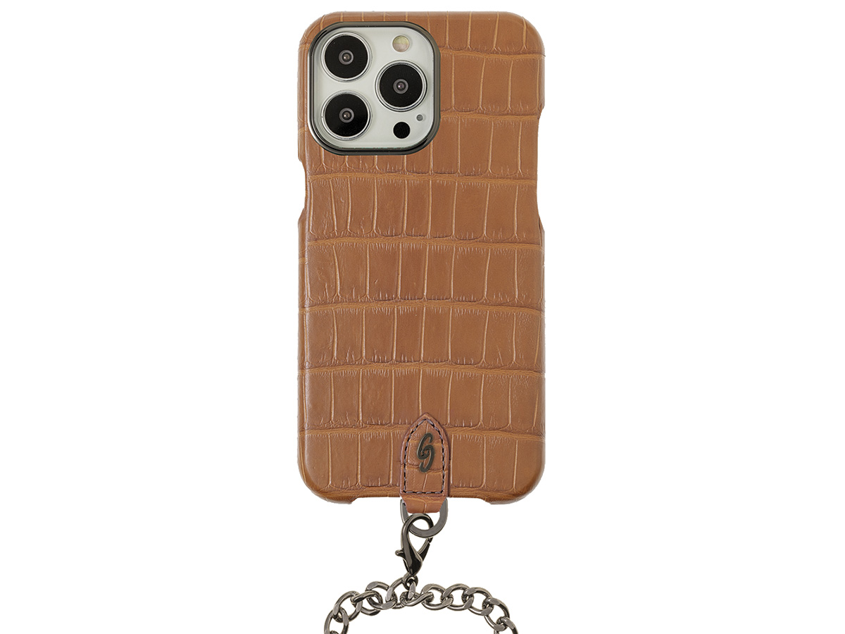 Gatti Pendaglio Alligator Case Honey Matt/Gunmetal - iPhone 14 Pro Max hoesje