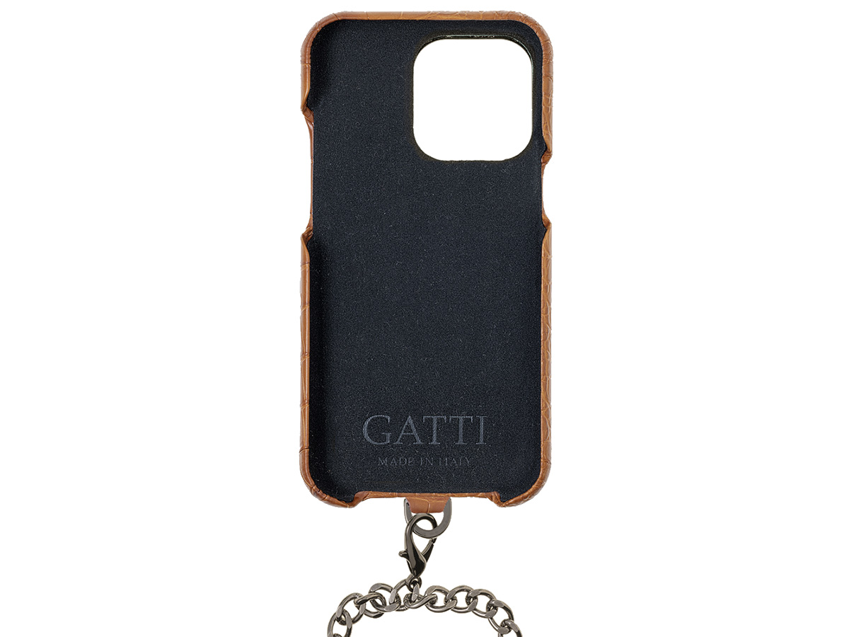 Gatti Pendaglio Alligator Case Honey Matt/Gunmetal - iPhone 14 Pro Max hoesje