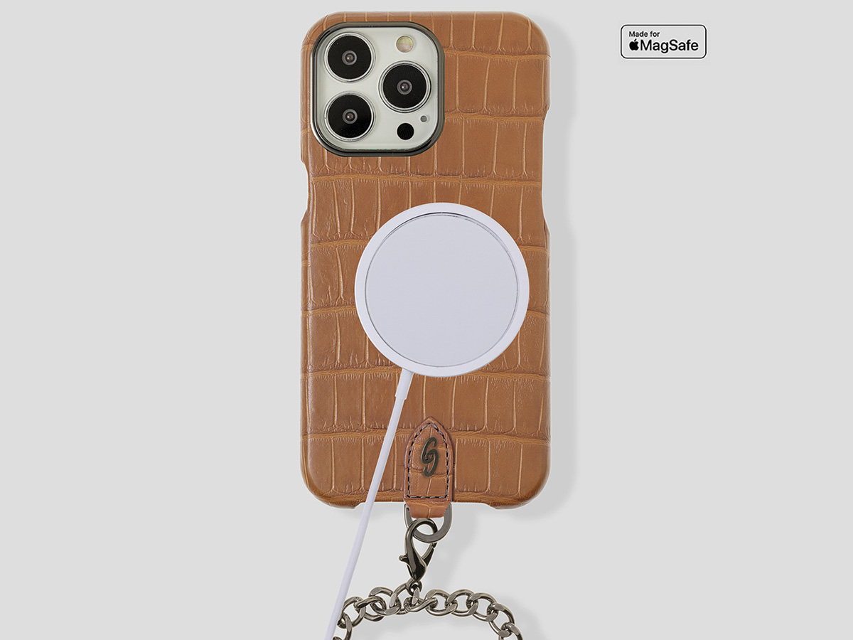 Gatti Pendaglio Alligator Case Honey Matt/Gunmetal - iPhone 14 Pro Max hoesje