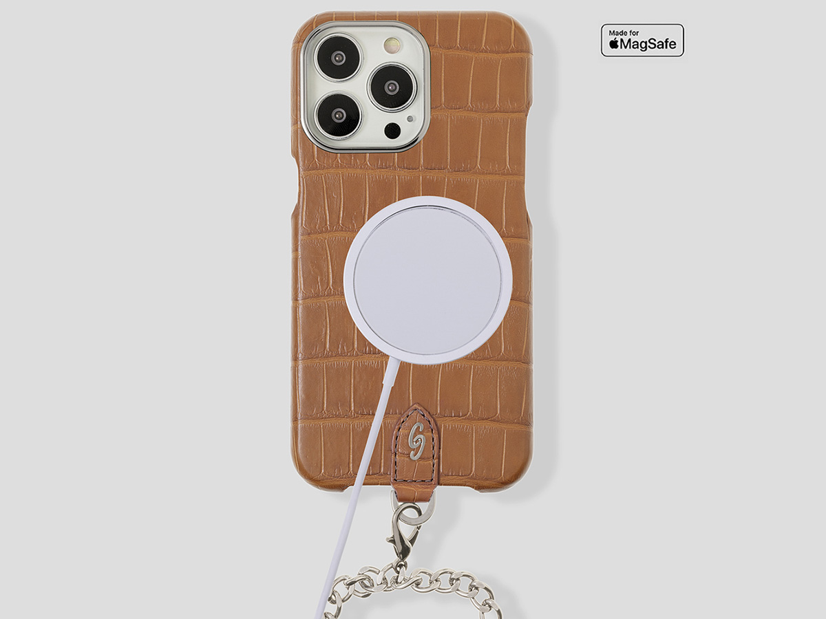 Gatti Pendaglio Alligator Case Honey Matt/Steel - iPhone 14 Pro Max hoesje
