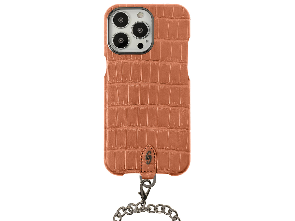 Gatti Pendaglio Alligator Case Orange Ermes/Rose Gunmetal - iPhone 14 Pro Max hoesje