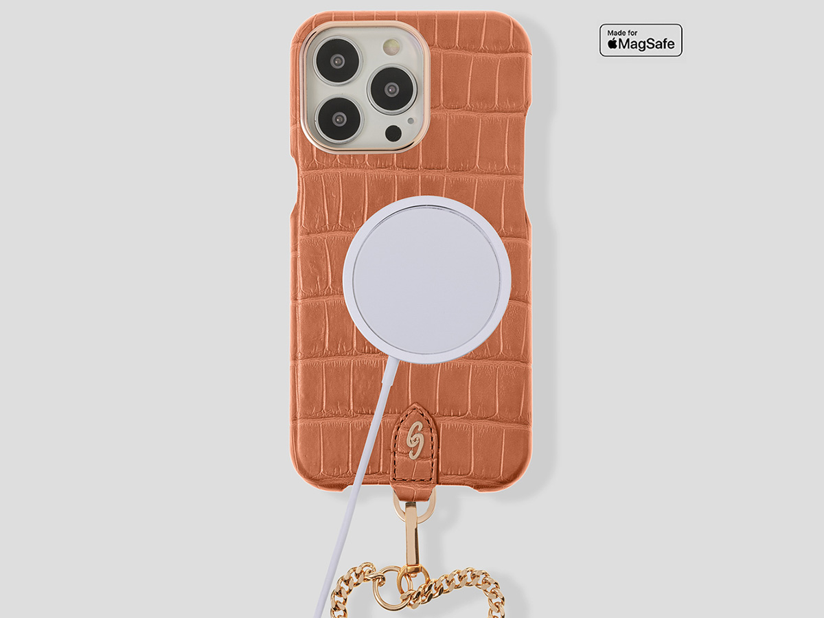 Gatti Pendaglio Alligator Case Orange Ermes/Rose - iPhone 14 Pro Max hoesje