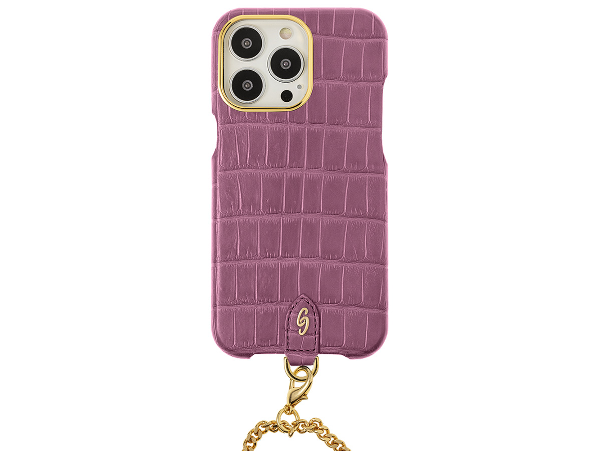 Gatti Pendaglio Alligator Case Pink Camellia/Gold - iPhone 14 Pro Max hoesje