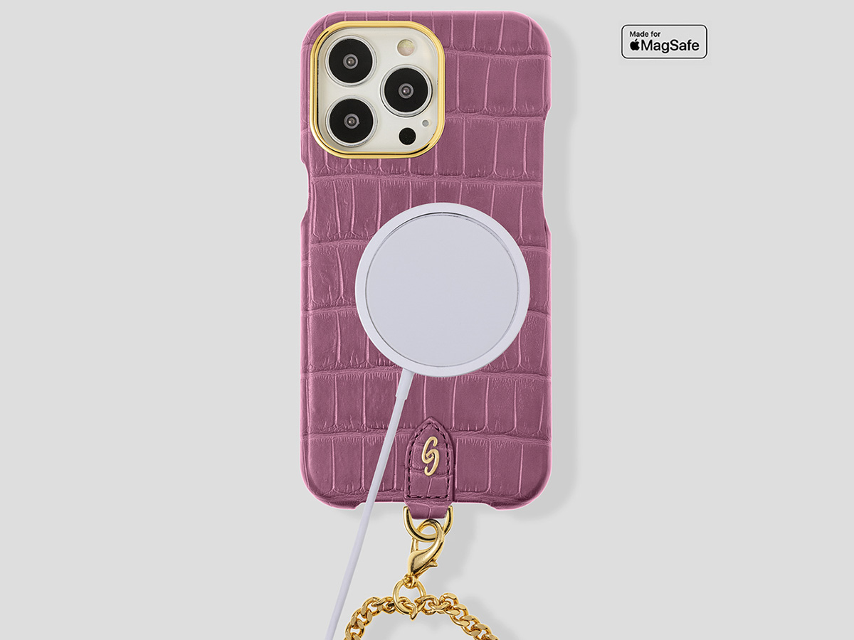 Gatti Pendaglio Alligator Case Pink Camellia/Gold - iPhone 14 Pro Max hoesje