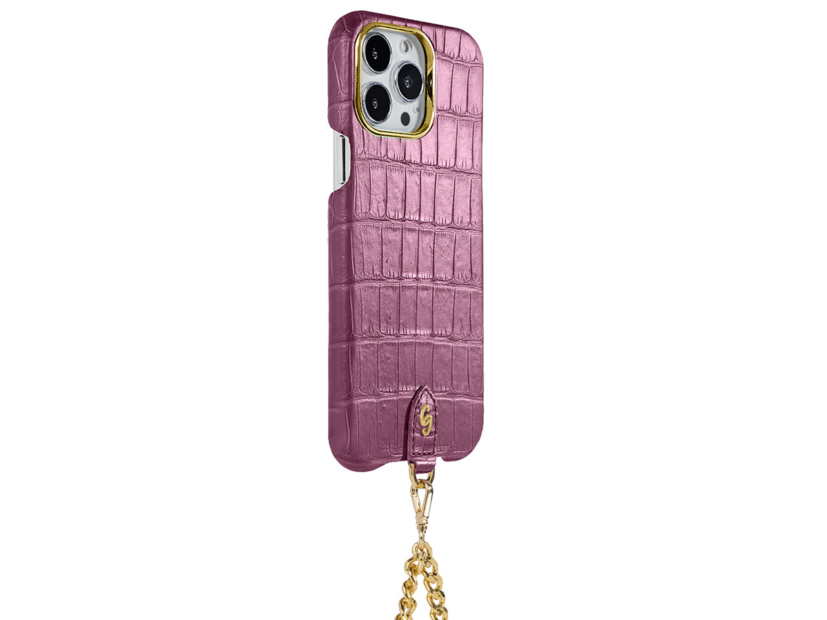 Gatti Pendaglio Alligator Case Pink Camellia/Gold - iPhone 14 Pro Max hoesje