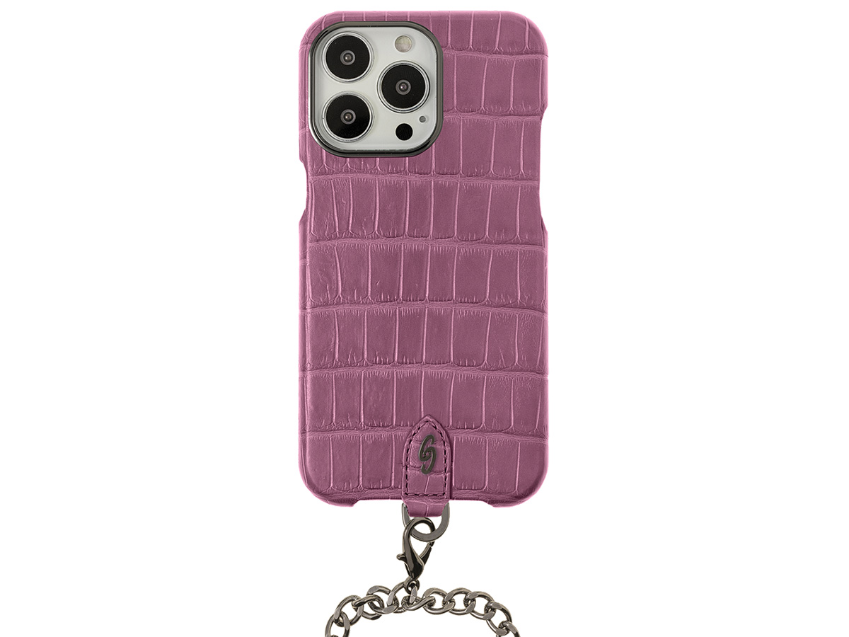 Gatti Pendaglio Alligator Case Pink Camellia/Gunmetal - iPhone 14 Pro Max hoesje