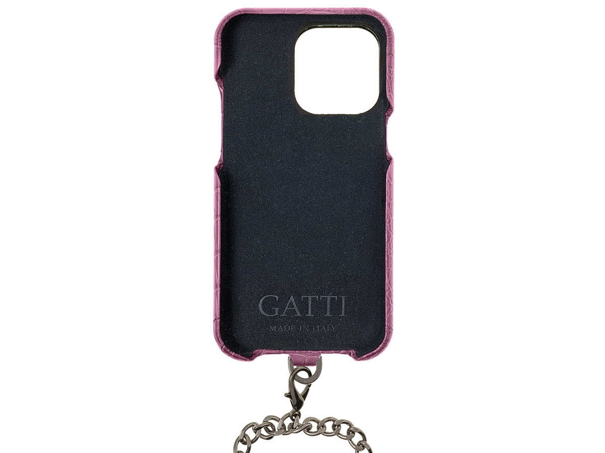 Gatti Pendaglio Alligator Case Pink Camellia/Gunmetal - iPhone 14 Pro Max hoesje