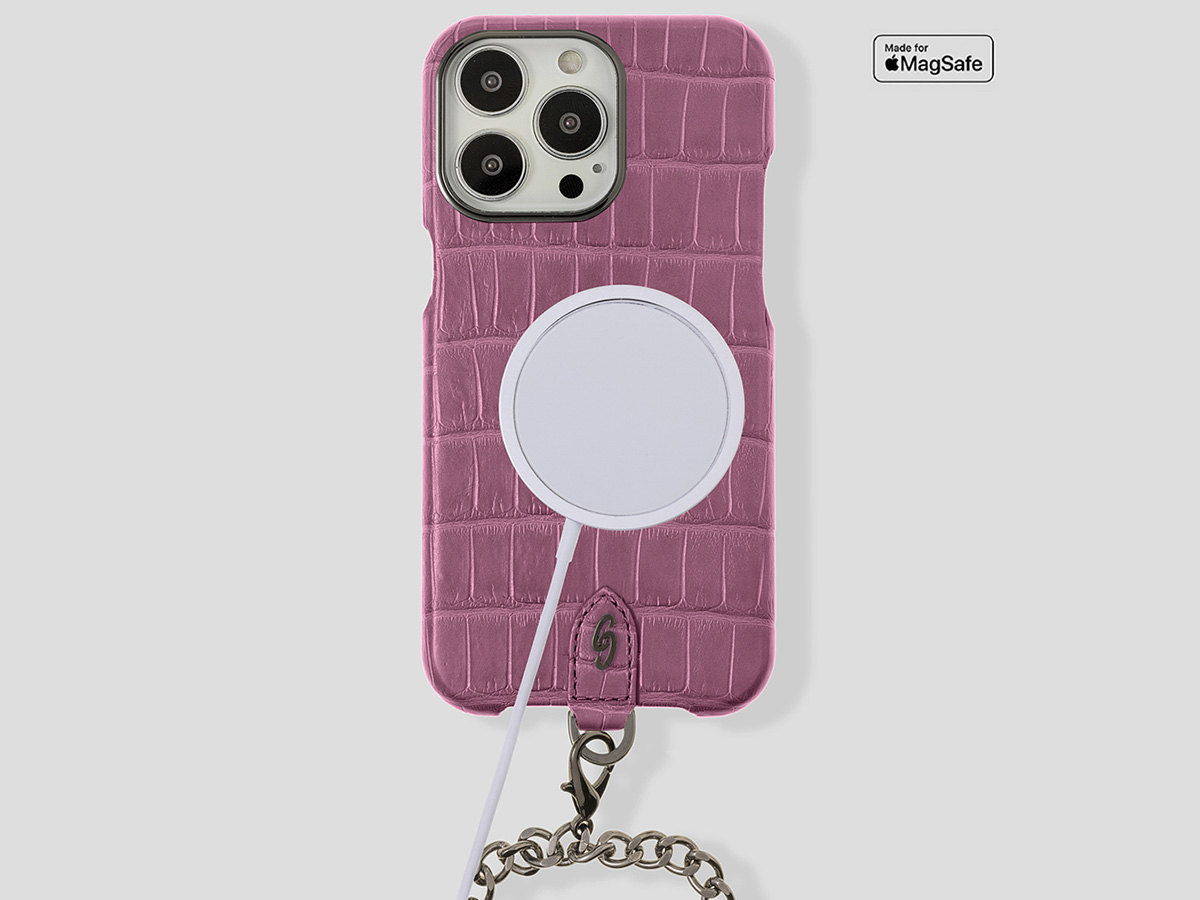 Gatti Pendaglio Alligator Case Pink Camellia/Gunmetal - iPhone 14 Pro Max hoesje