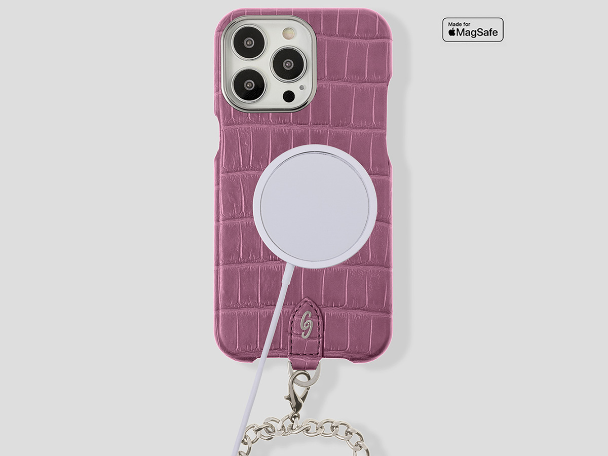 Gatti Pendaglio Alligator Case Pink Camellia/Steel - iPhone 14 Pro Max hoesje