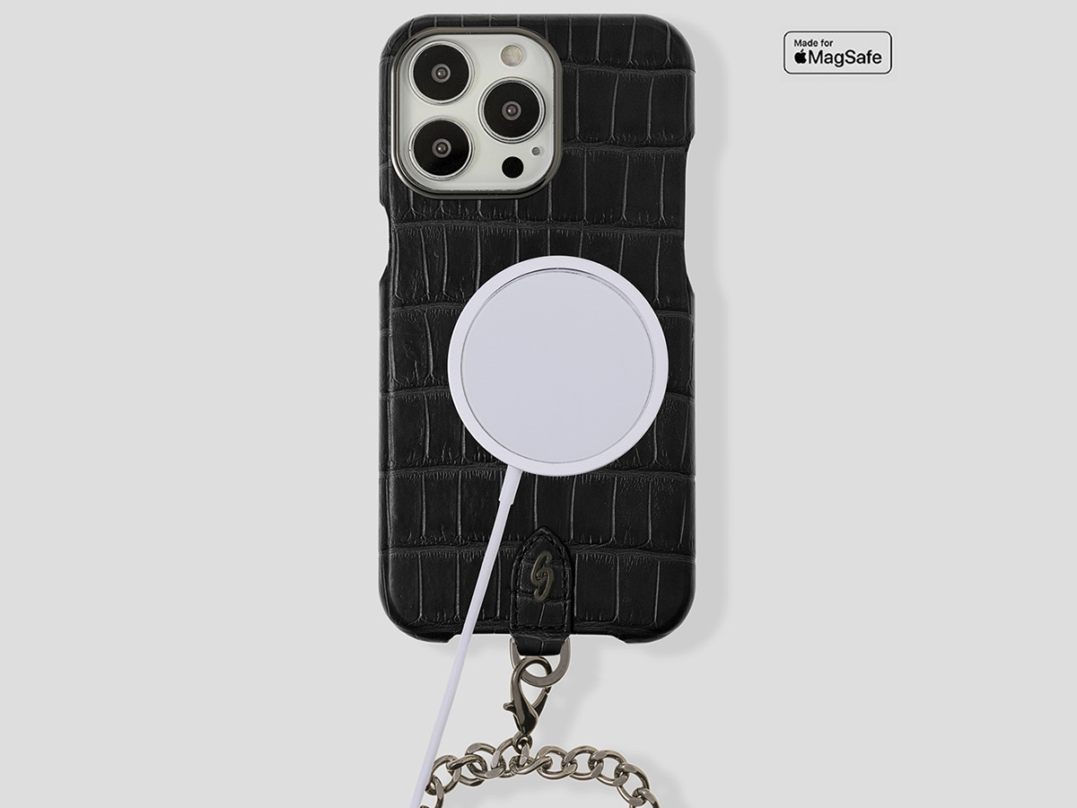 Gatti Pendaglio Alligator Case Intense Matt Black/Gunmetal - iPhone 14 Pro Max hoesje