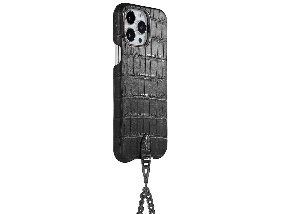 Gatti Pendaglio Alligator Case Intense Matt Black/Gunmetal - iPhone 14 Pro Max hoesje