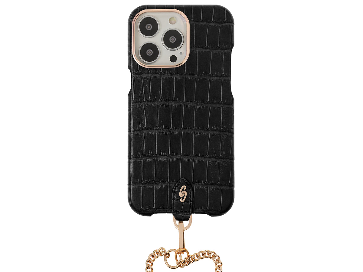 Gatti Pendaglio Alligator Case Intense Matt Black/Rose - iPhone 14 Pro Max hoesje