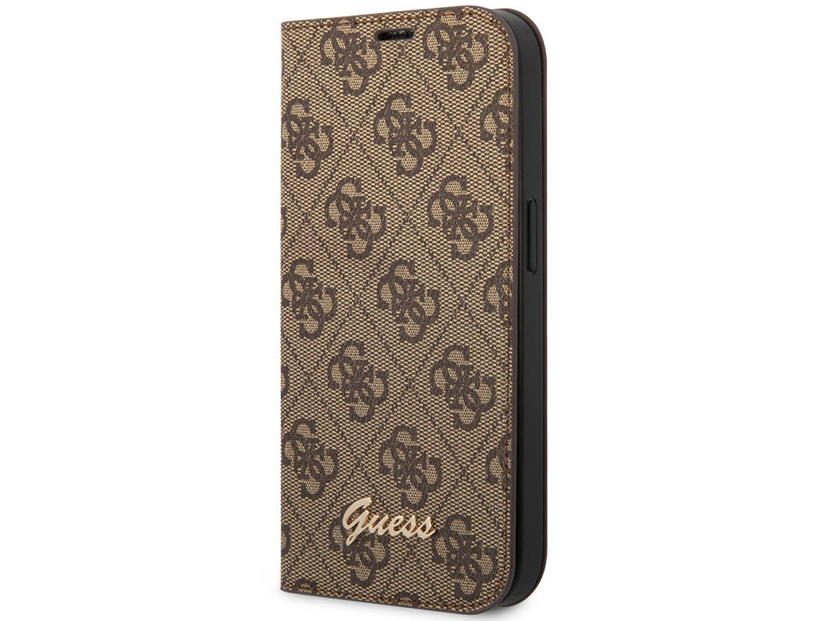 Guess 4G Monogram BookCase Bruin - iPhone 14 Pro Max hoesje