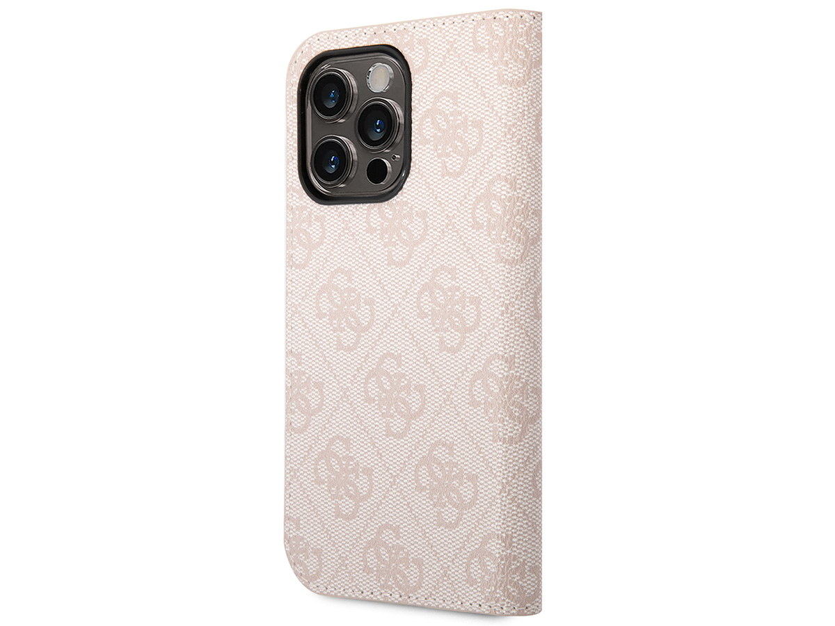 Guess 4G Monogram BookCase Roze - iPhone 14 Pro Max hoesje