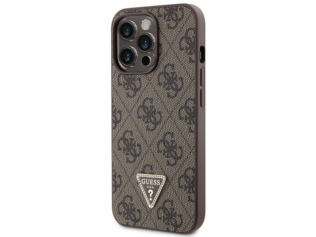 Guess 4G Monogram Necklace Case Bruin - iPhone 14 Pro Max hoesje