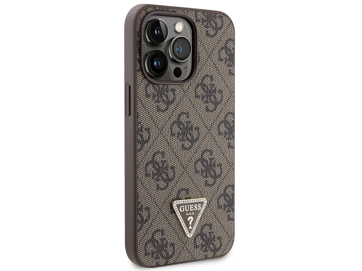 Guess 4G Monogram Necklace Case Bruin - iPhone 14 Pro Max hoesje