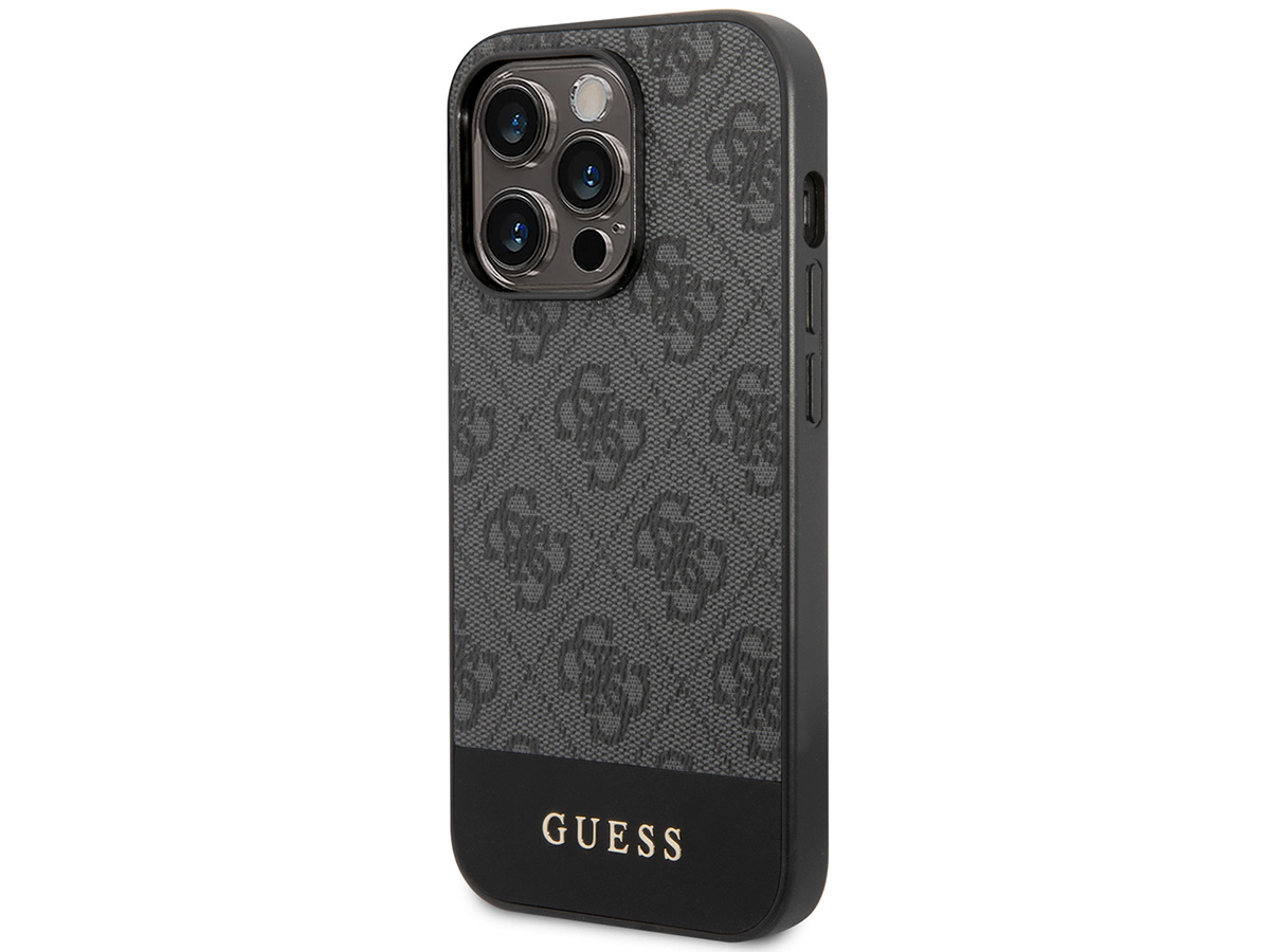 Guess 4G Monogram Stripe Case Grijs - iPhone 14 Pro Max hoesje