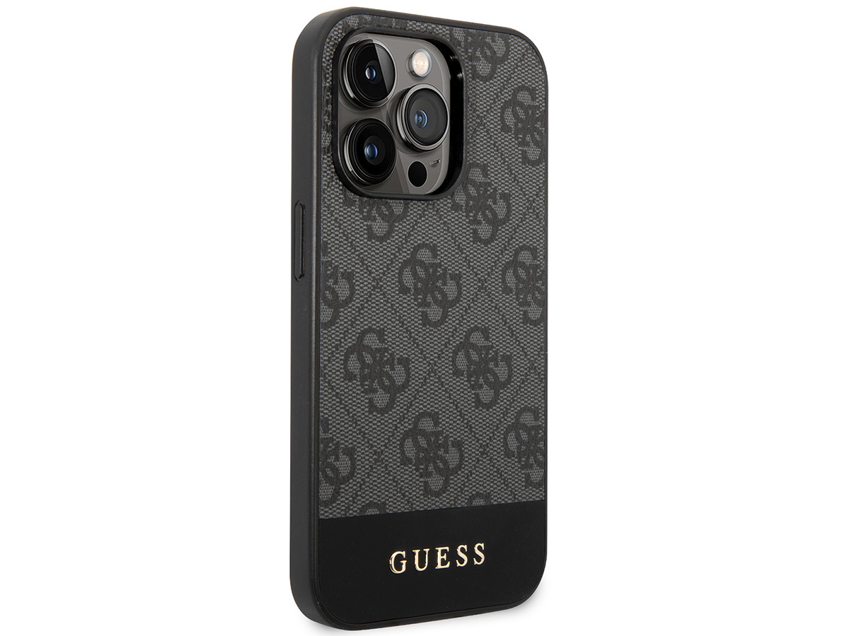Guess 4G Monogram Stripe Case Grijs - iPhone 14 Pro Max hoesje