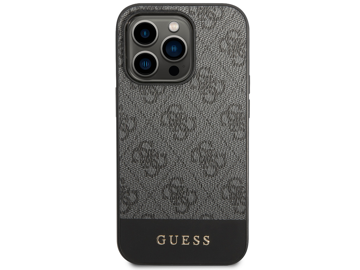 Guess 4G Monogram Stripe Case Grijs - iPhone 14 Pro Max hoesje