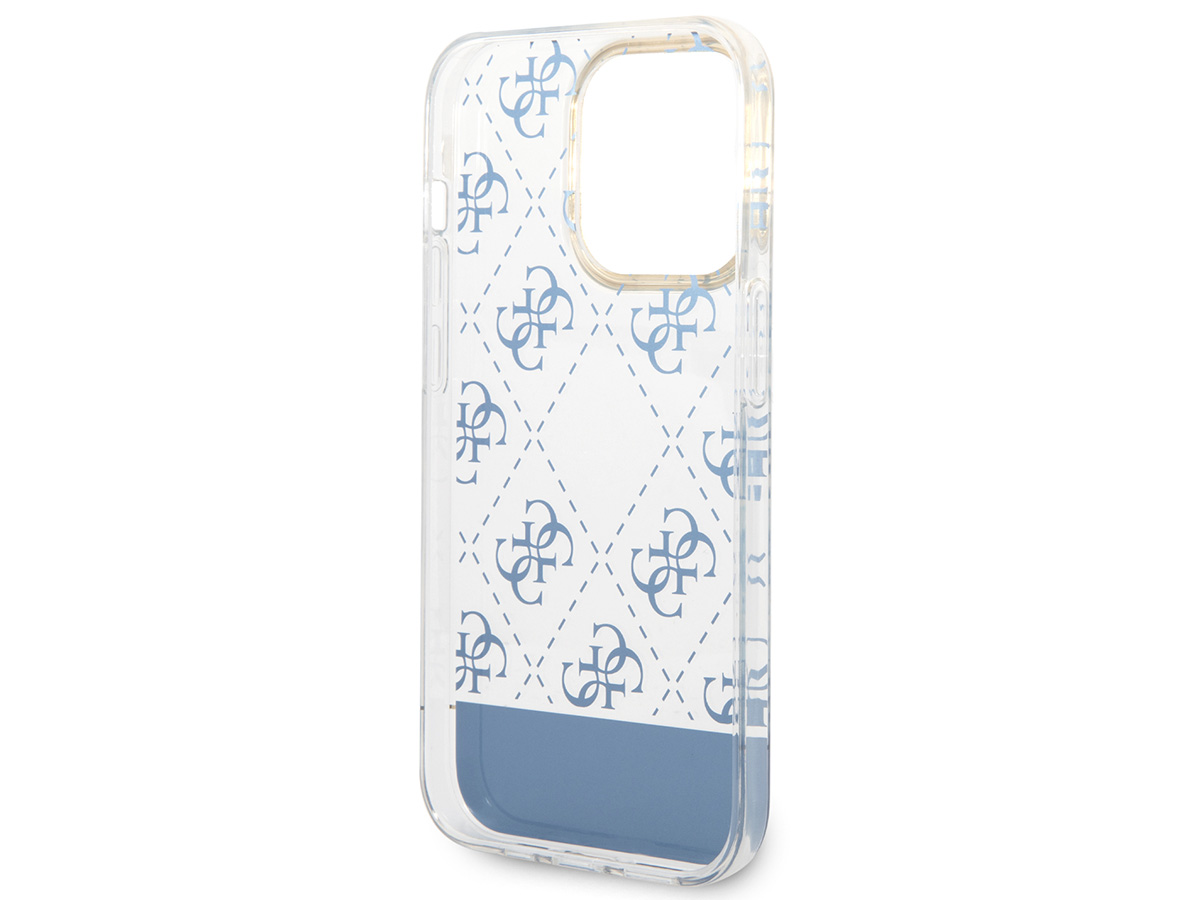 Guess 4G Monogram TPU Case Blauw - iPhone 14 Pro Max hoesje