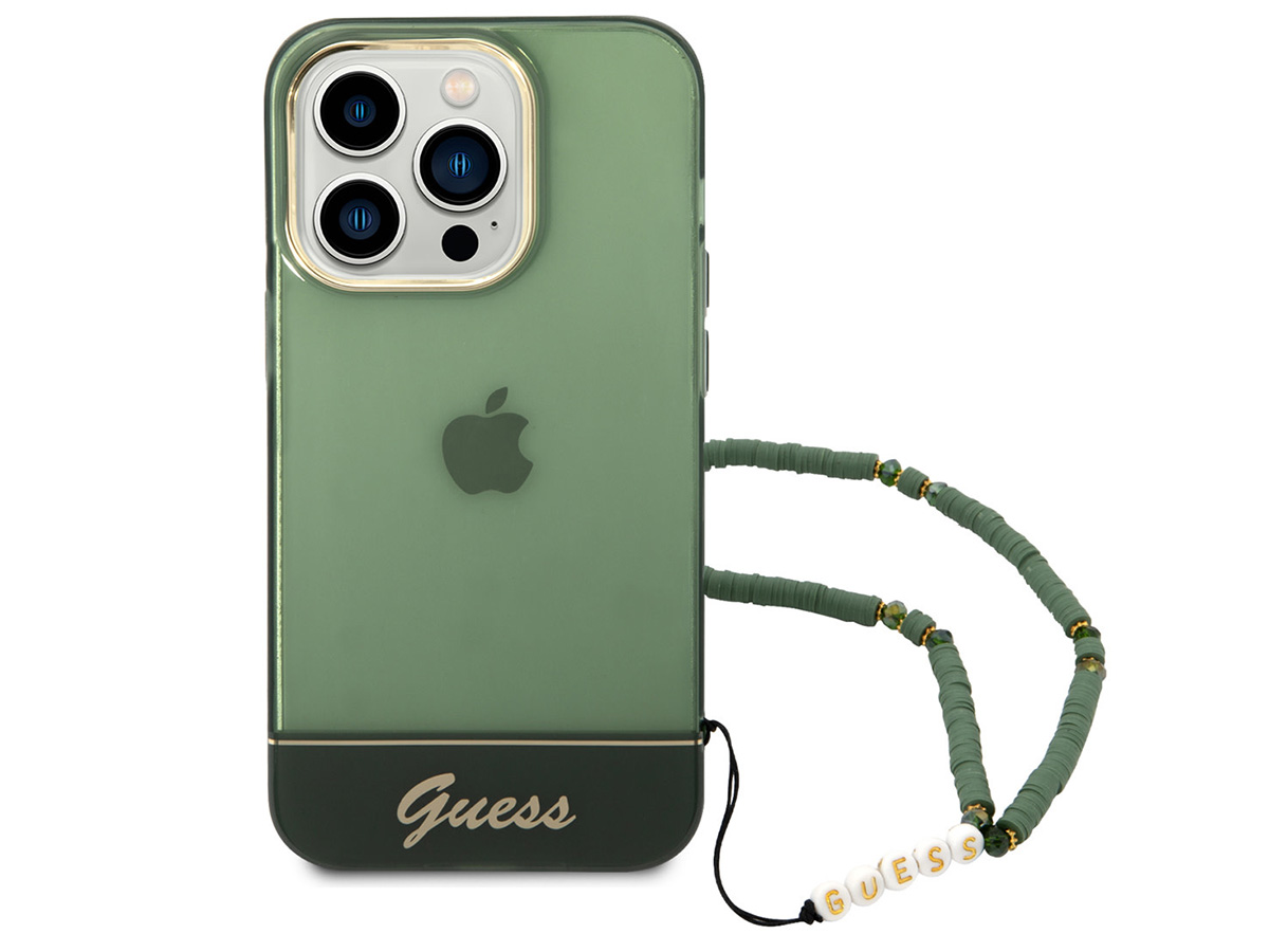 Guess Beads Charm Case Groen - iPhone 14 Pro Max hoesje