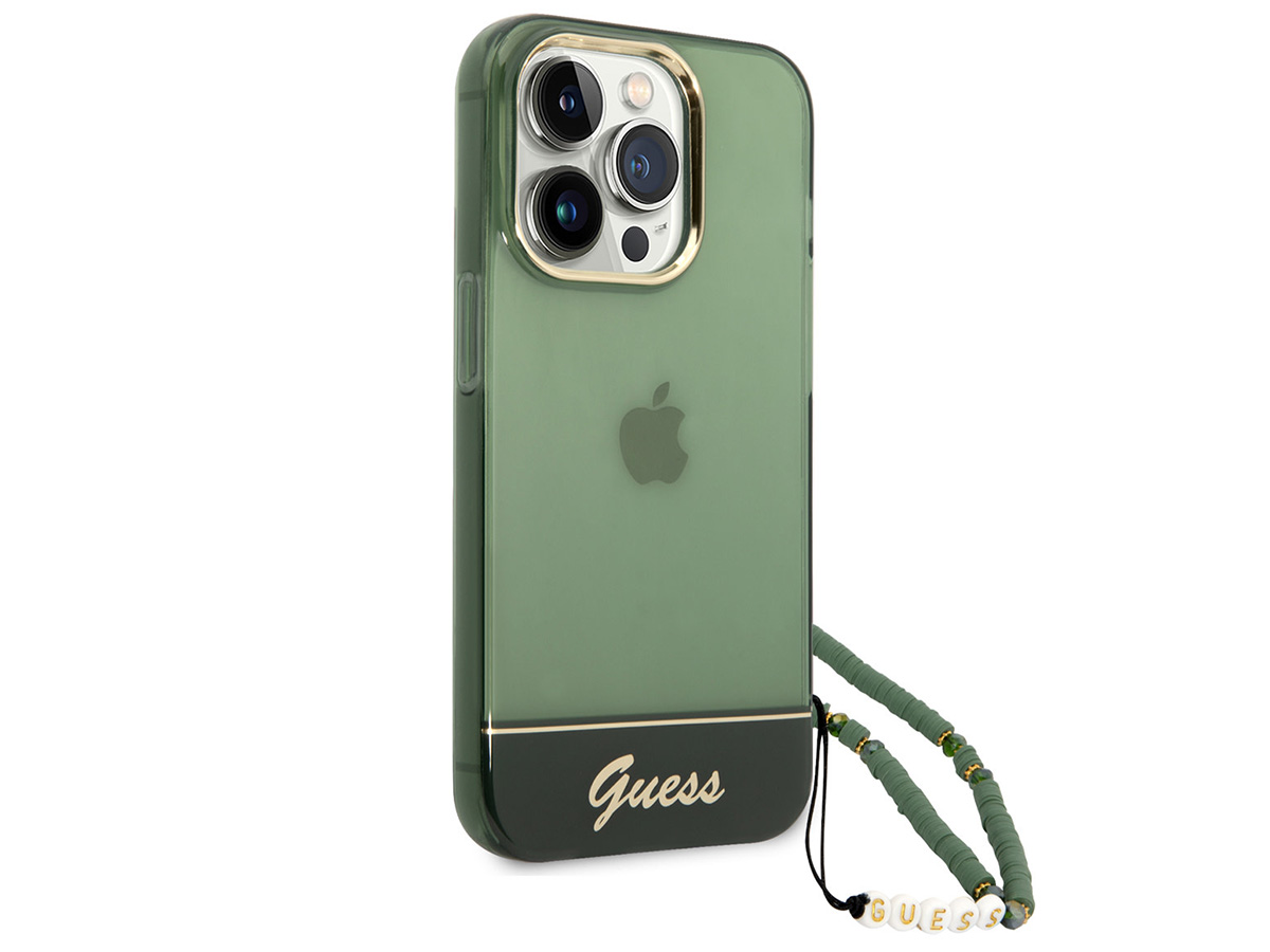 Guess Beads Charm Case Groen - iPhone 14 Pro Max hoesje